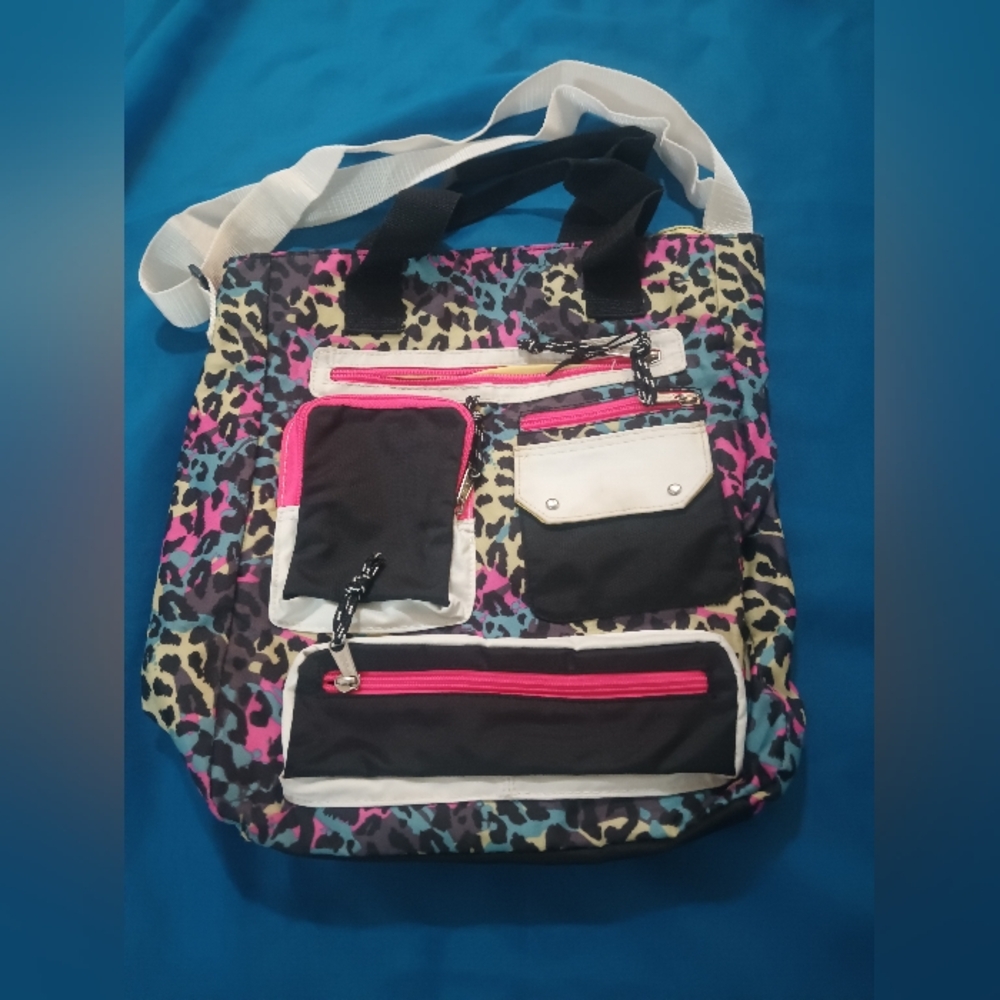 Vibrant Multicolor Leopard Print Backpack - image 3